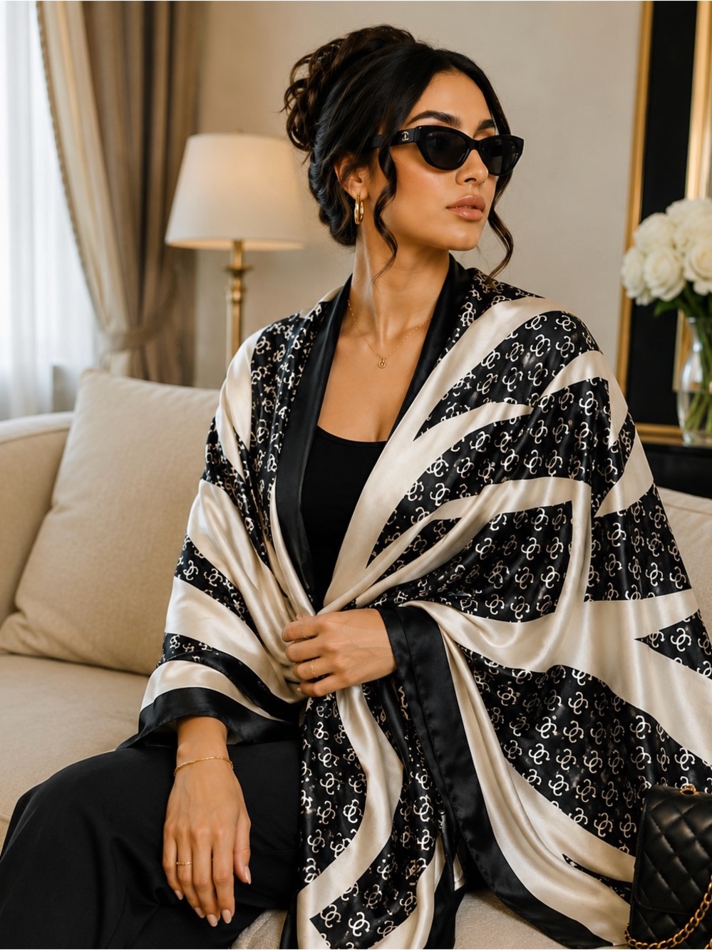 Luxury Silk Feel Scarf Shawl Wrap 180 x 90 cm | Elegant Oversized Fashion Scarf